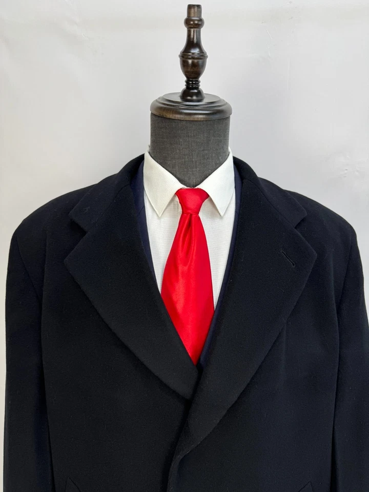 Vintage Men’s Coat Single Breasted Pure Wool Black Classic Overcoat US 52L 54L - Image 4 of 4