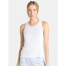 Avia Women's Ribbed Shirred Back Tank Top Vivid White  Plus Size XXL (20)