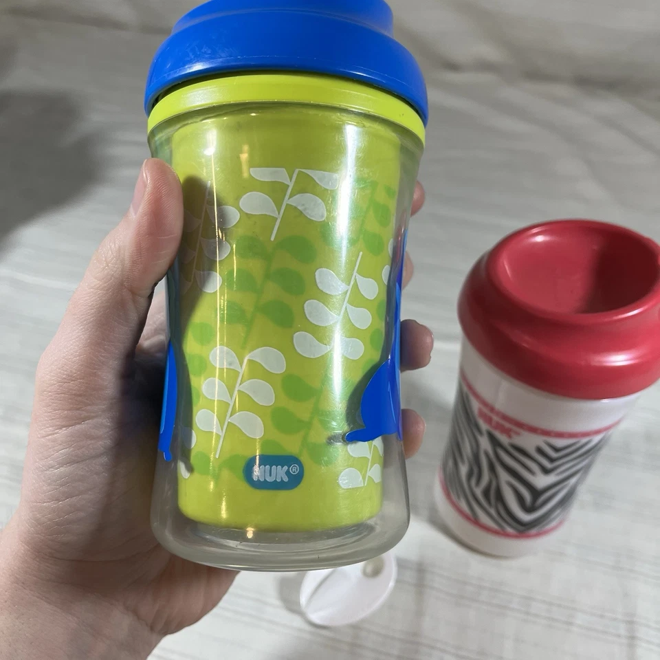 VTG NUK Sippy Cups Leak & Spill Proof Cup Like Rim Transition Cup Zebra Print J1 - Image 4 of 4