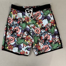 Marvel Avengers Swim Shorts Trunks Mens XL Hulk Iron Man Thor Captain America