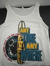 Mens ANYTIME Anywhere White Workout Shirt Tank Top XL Surf Shirt
