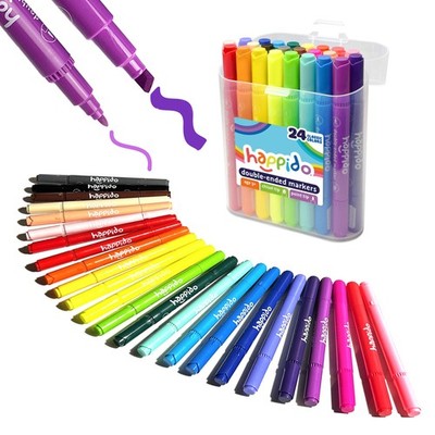 Double Sided Marker Sets for Kids Happido, Set of 24 Water Based Non Toxic Ma...
