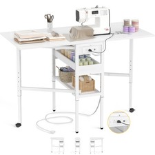 50 Folding Sewing Table with Charging Station...