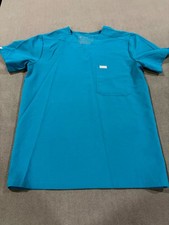 FIGS Technical Collection Scrub Top Mens XS Blue V Neck Short Sleeve Workwear