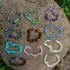 Natural Crystal Chip Bracelet  Adjustable