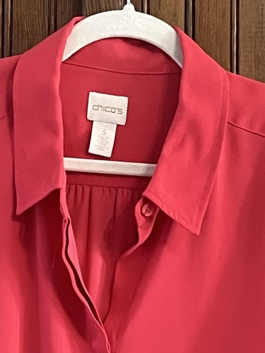 Chicos Sz 3 XL Button Down Blouse Long Sleeves Lightweight Casual Red Office - Picture 11 of 11