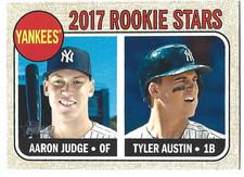2017 Topps Heritage AARON JUDGE TYLER AUSTIN #214 Rookie Card RC Yankees. rookie card picture