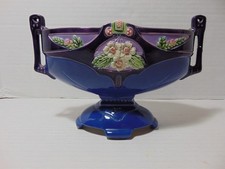 Antique Bloch Eichwald Majolica Centerpiece Purple Lilac Vase / Bowl