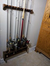 Custom Fishing Rod Rack, Solid Walnut Wood  10 Rods, 22 Inches