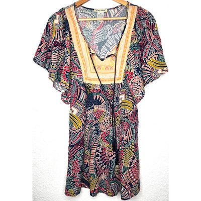 Vintage Flying Tomato Dress Small Embroidered Festival Boho Butterfly Sleeve