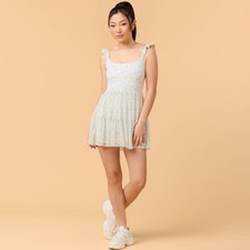 Blogilates Women Mommy Me Ballerina Ruffle Dress - White Floral Print