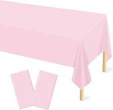 2 Pcs Light Pink Plastic Tablecloth for Rectangle Table, 54  108 inches