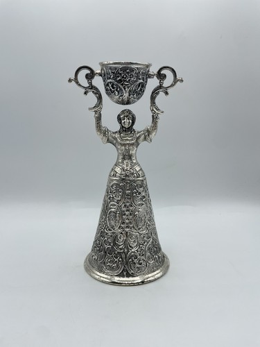 Vintage Antique Figural Wedding Cup German Silver Plate Woman Bs298 - Picture 14 of 19