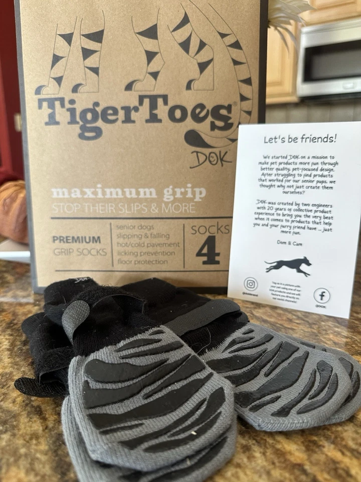 Calcetines antideslizantes Tiger Toes para perro / agarre extra / L / color gris Foto 3 de 4