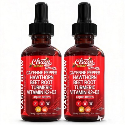 2 BOTTLES-NEW Clean Nutra Cayenne Pepper Supplement Liquid Drops +Hawthorn Berry