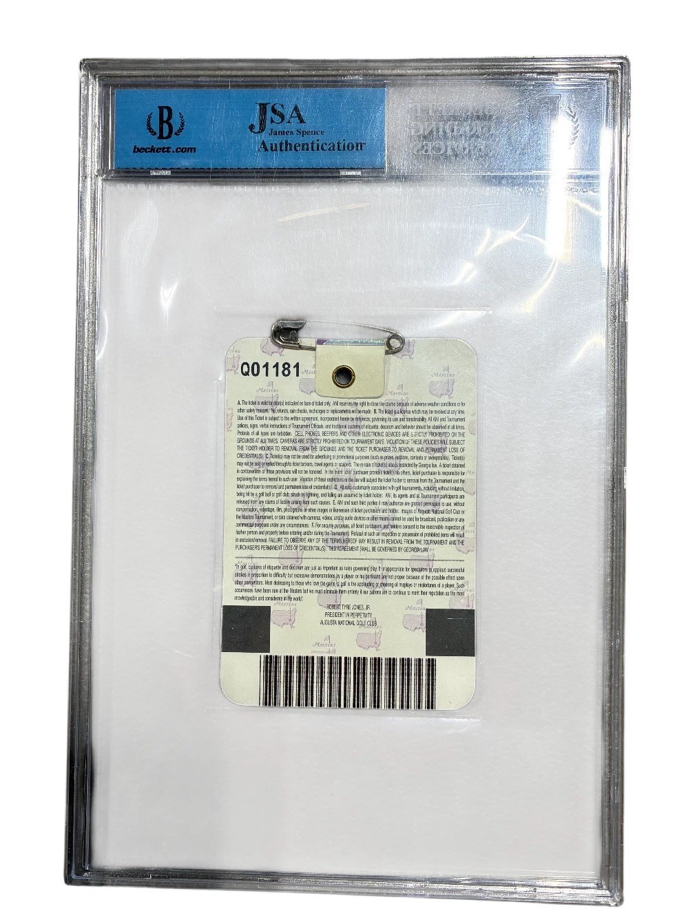 Phil Mickelson Signed Autographed 2004 Masters Champion Badge Ticket Beckett COA