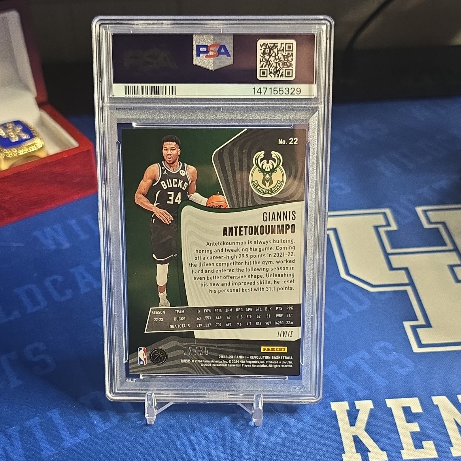 Panini 2023-24 Revolution Giannis Antetokounmpo Bucks Levels /35 PSA 9 #22 view 3