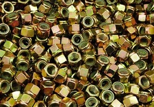 (100) Nyloc Grade 8/C Hex Locking Nuts 1/2-13 Yellow Zinc Plated Nylock