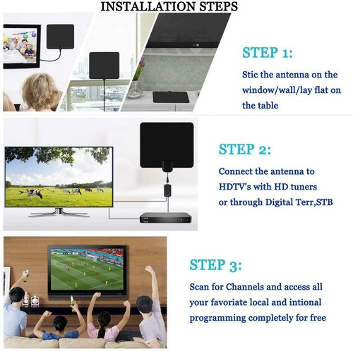 50-80 Meilen Reichweite TV-Antenne Digitalantenne Innenbereich HDTV 1080p 4K Signalverstärker - Bild 5 von 8