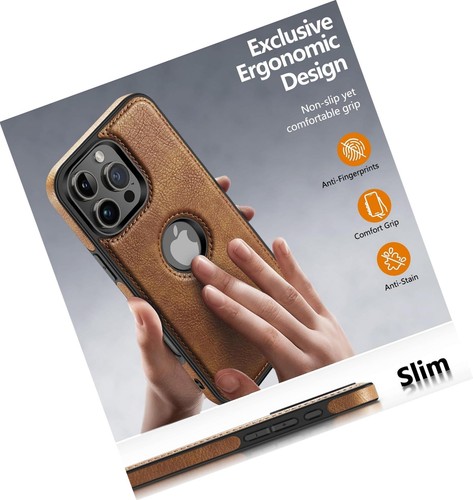 Design Compatible with iPhone 16 Pro Max Case Leather Business Vintage Slim Soft - Picture 2 of 6