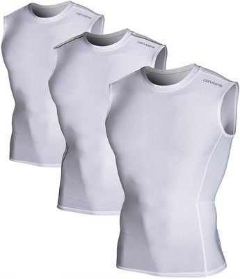 DEVOPS Mens 3 Pack Sleeveless Athletic Cool Dry Compression Muscle Tank Top