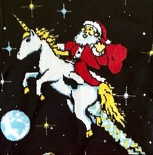 Santa Riding Unicorn Christmas Holiday Youth Unisex XS Sweater