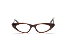 Vintage Cat Eye Brille 50er Jahre Selecta Charmette Braun 44 - 22 mm  EG5