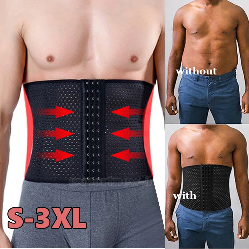 UK MEN WAIST TRAINER BODY SHAPER TUMMY CONTROL BELT BELLY FAT BURNER SLIM  CORSET