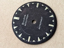 Genuine Vintage 1960's Bulova Accutron Astronaut Loose Black Dial w/Feet Intact