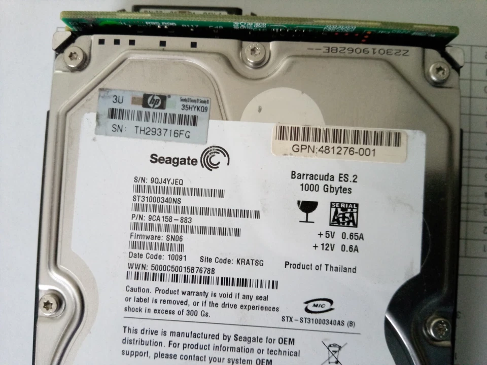 HPE 480942-001 Dual Port Hard drive 1 TB Internal 3.5" SATA 3Gb/s 7200rpm - Image 2 of 4