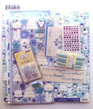 Doodlebug Frosty Friends Value Kit Scrapbooking Stickers Gems Brads Icons Frills