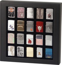 Feuerzeug Vitrine für 20 z.b. Zippo Feuerzeuge - ROSENHOLZ - SCHWARZ - WEISS !