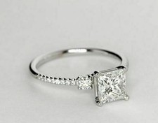 2.90CT Simulated Princess  Round Cut White Sapphire Engagement Ring 935 Silver