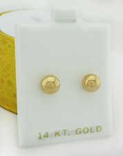 PLAIN BALL 7 mm STUD EARRINGS 14k YELLOW GOLD  Brand New with FREE gift box 