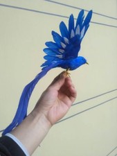 cute simulation blue bird toy lifelike wings long tail bird gift about 20x28cm
