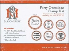 Mason Row Party Occasions Interchangeable Stamps Kit Wood Mount Ink Pad  New