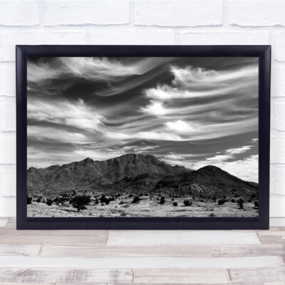 Landscape Sky Clouds Cirrus Morocco mountains Black White Wall Art Print
