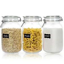 Airtight Glass Jars with Lids Food Storage Canister For Kitchen,50 oz(Pack of 3)