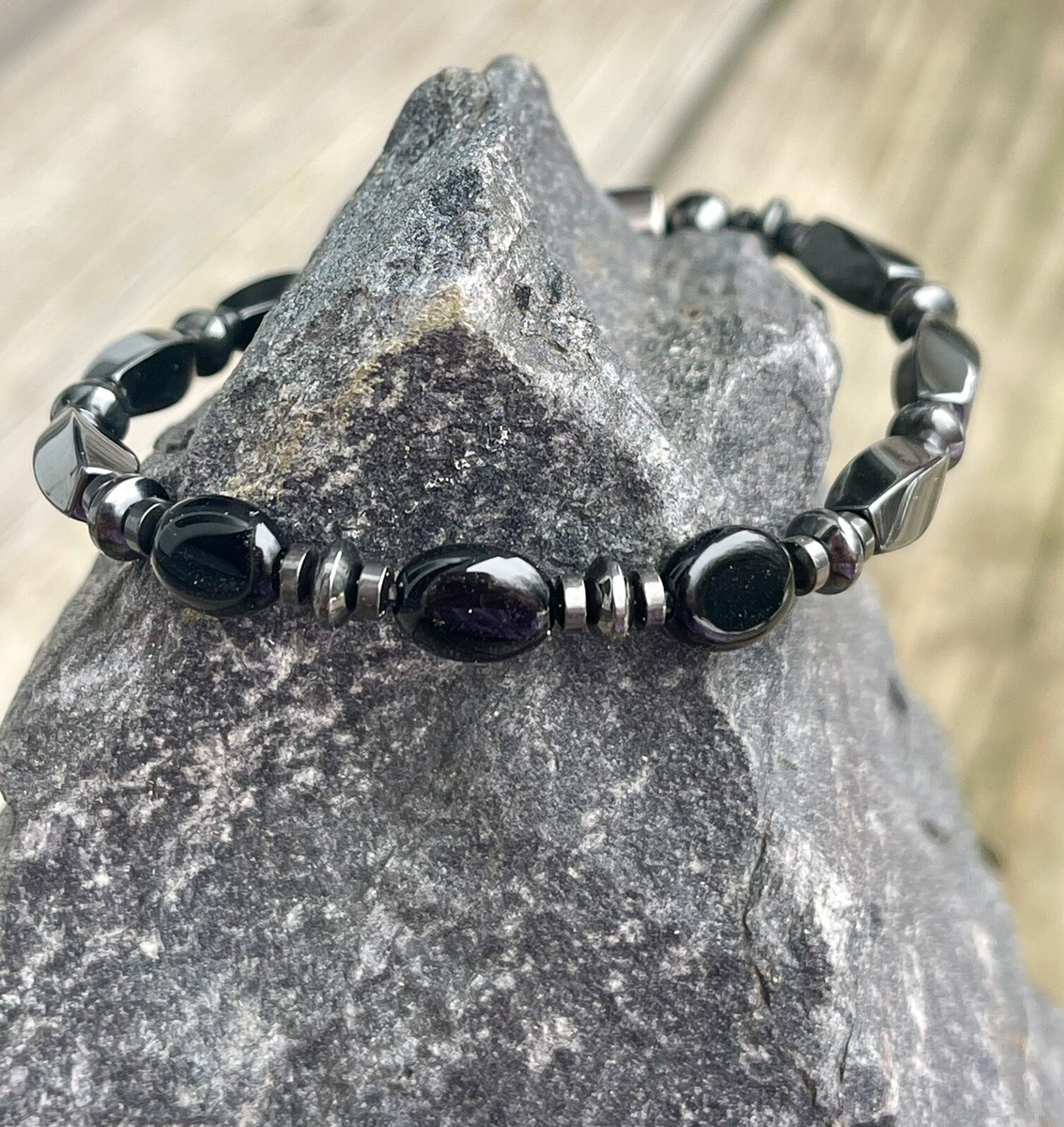 Onyx Magnetic Hematite Bracelet Anklet Necklace Row Mens Womens