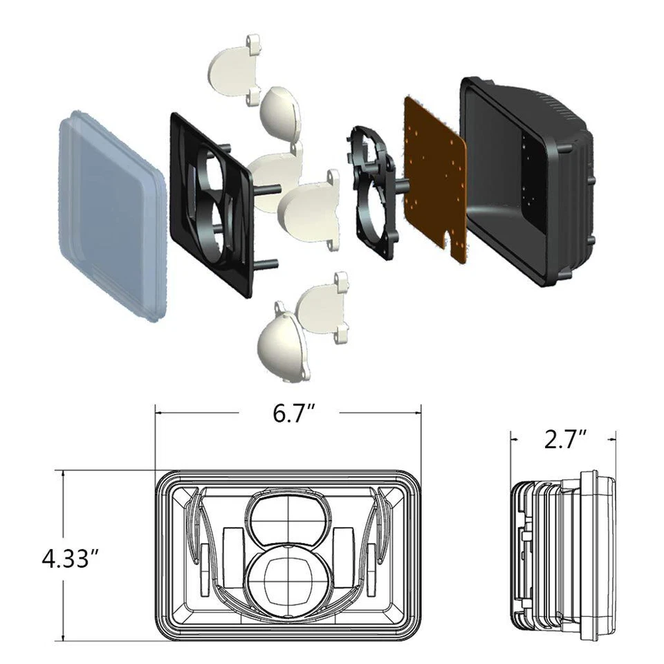 Faros LED 4x6" ALTOS/BAJOS 4 piezas para Freightliner FLD120 1988-2010 FLD112 clásicos Foto 3 de 4