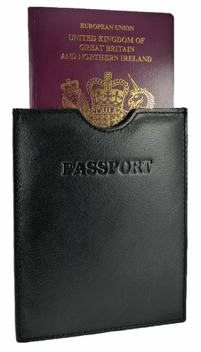 Travel Passport Holder Sleeve Protector Cover Wallet Real Leather - Picture 2 of 9