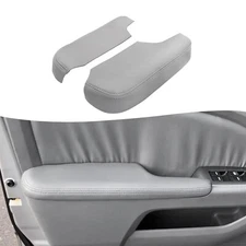 2 Pc Front Door Panel Armrest Cover PU Leather for Honda Odyssey 2005-2010 Gray