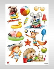  hipster vintage cartoon beach zoo animals large 8.25" arm tattoo