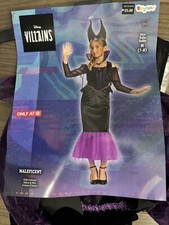 Disney Villains MALEFICENT 2pc DRESS Up Ears Headband Costume Halloween M 7-8