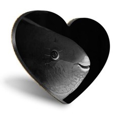 Heart MDF Coasters - BW - Parrotfish Tropical Fish Face  #39349