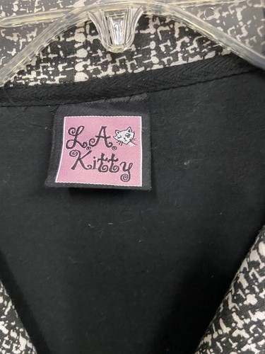 L.A. Kitty Coat Womens Medium Jacket Black and White Double Breasted Coat - Picture 3 of 6