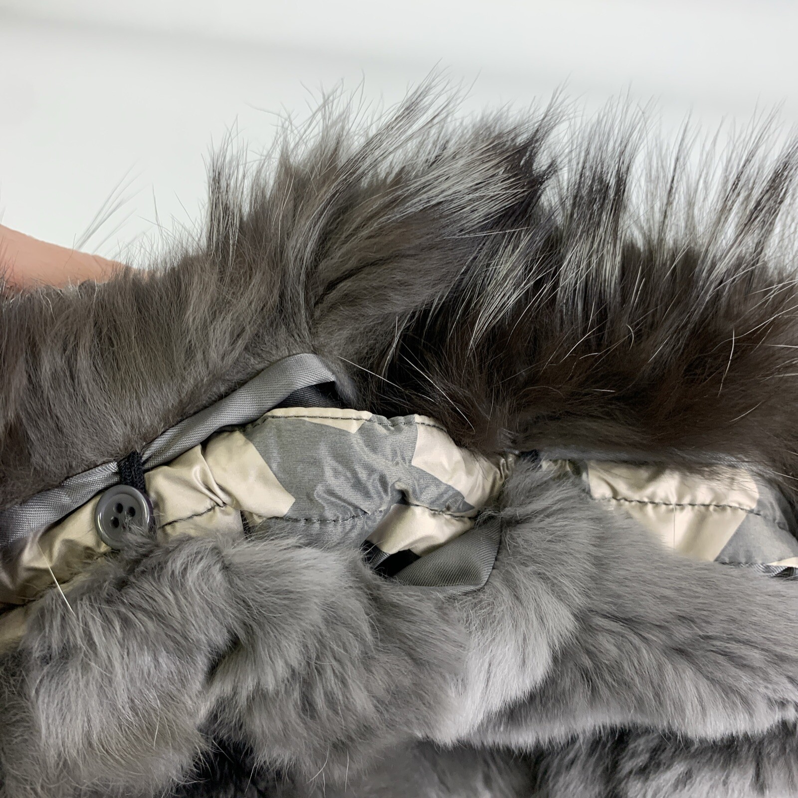 Jocelyn Down Puffer Jacket Bomber Coat Rabbit Fur… - image 9