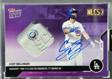 2020 Topps Now Cody Bellinger NLCS 10/18 Game Used Base Patch Auto PURPLE /25