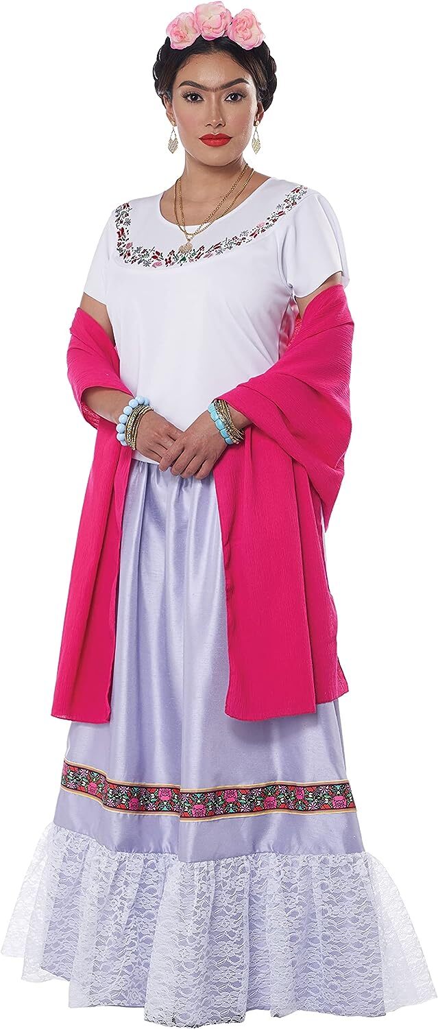 Artista Folclórica Mexicana Frida Kahlo Pintora Dama Vestido Elegante Halloween Adulto Disfraz