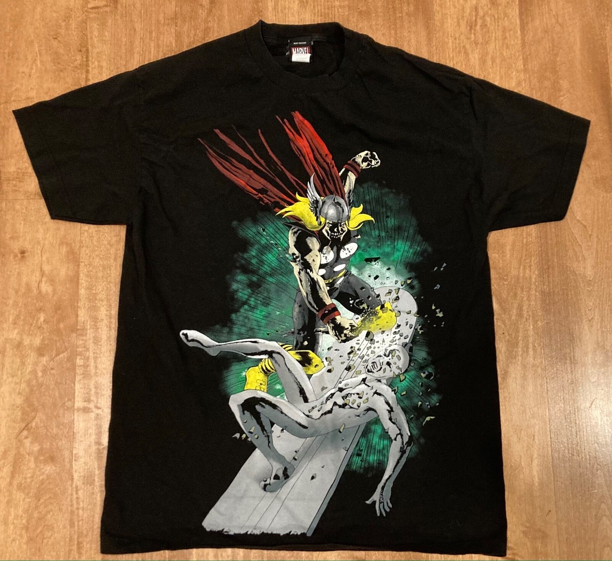 vintage 2007 MARVEL Zombie Thor vs Silver Surfer T-SHIRT deadstock